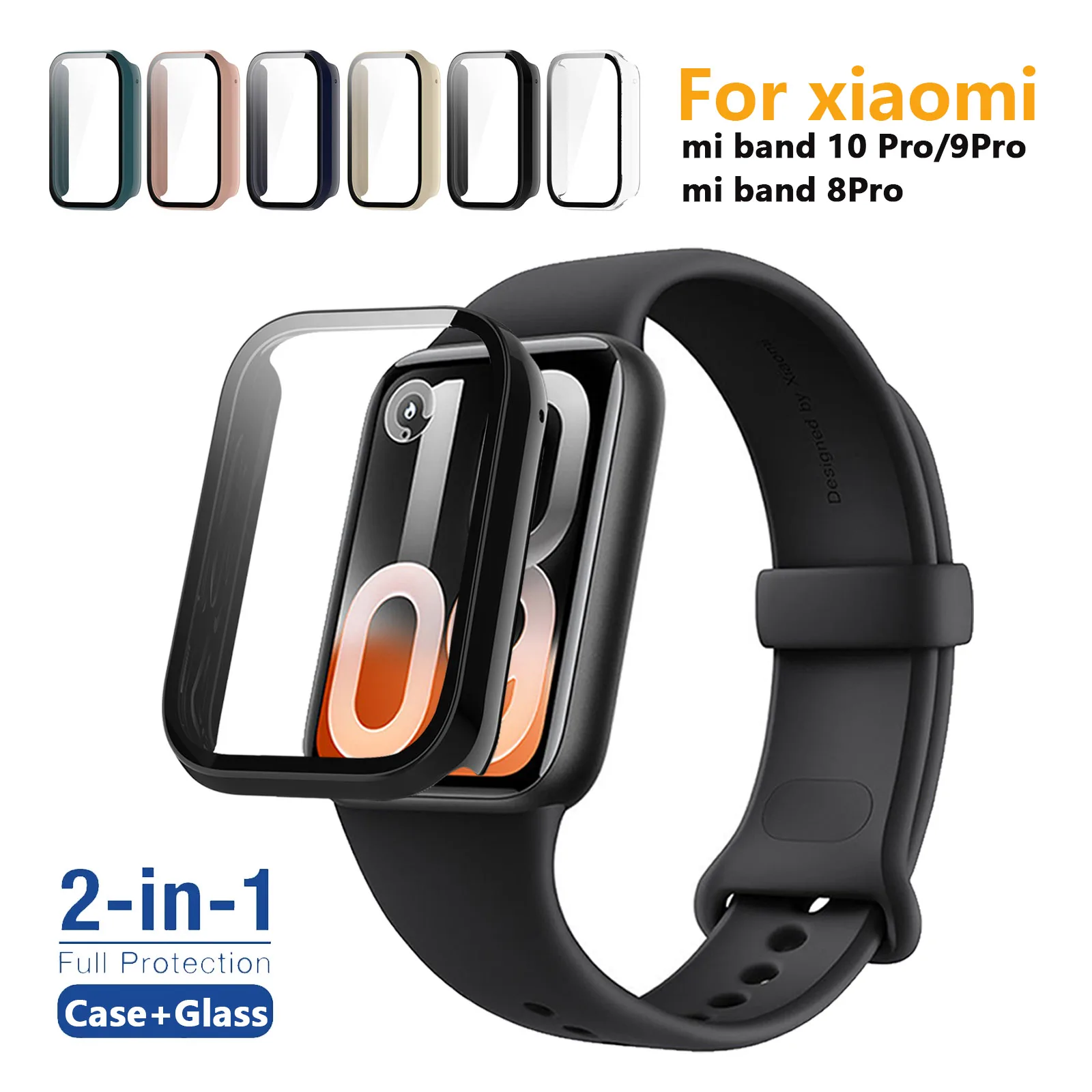 

PC Case+Glass for Xiaomi Mi Band 10 Pro Protective Case Tempered Glass Screen Protector for mi band 9Pro 8Pro Bumper Accessories