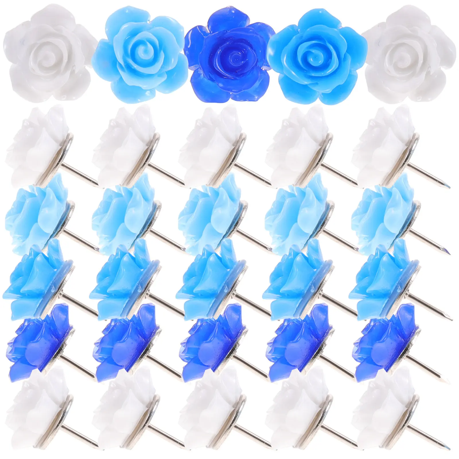 

Набор из 30 цветных кнопок-гвоздиков в форме цветка, из высококачественной смолы и железа, многофункциональные, для ежедневного использования, для карт, компактные