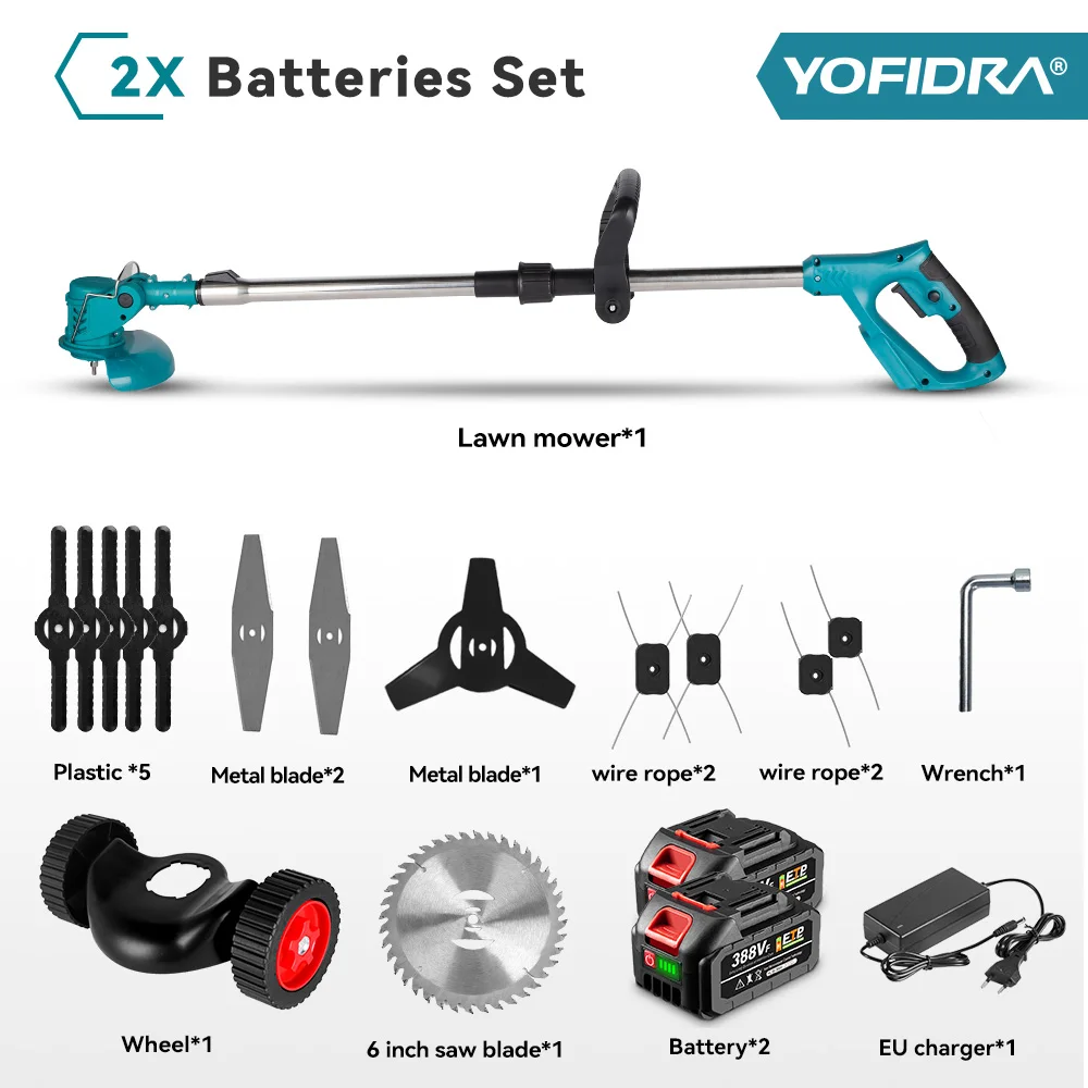 6 Zoll 12000RPM Elektrischer Rasenmäher 100-135cm Faltbarer Trimmer Schneid- und Beschneidungswerkzeug für Makita Akku
