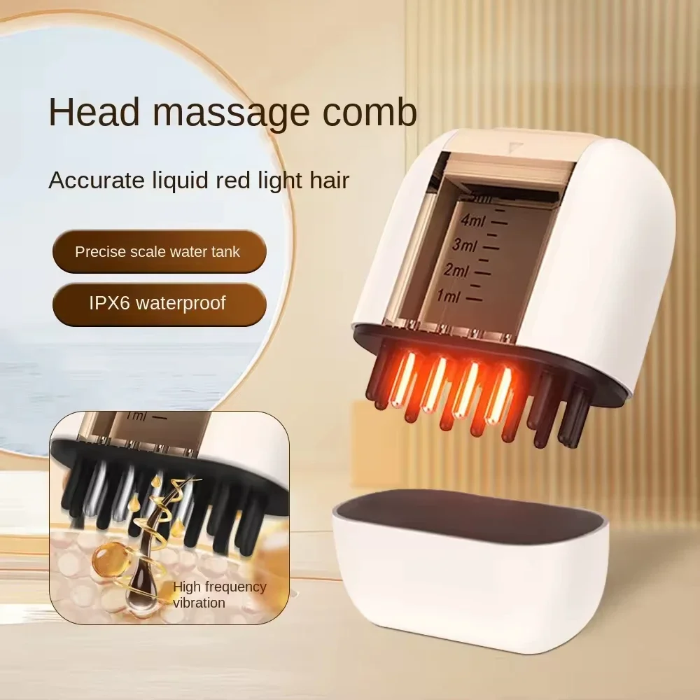 

Массажная расческа для кожи головы с красной светотерапией и EMS-микротоками - инструмент для введения жидкостей с микротоками для роста волос и усвоения эфирных масел