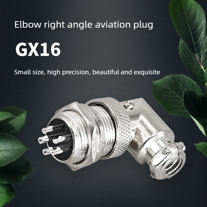5 Pcs GX16 2-9 Pin Elbow Aviation Connector Right-Angle Plug & Socket for Industrial Equipment Wiring & Signal Transmission