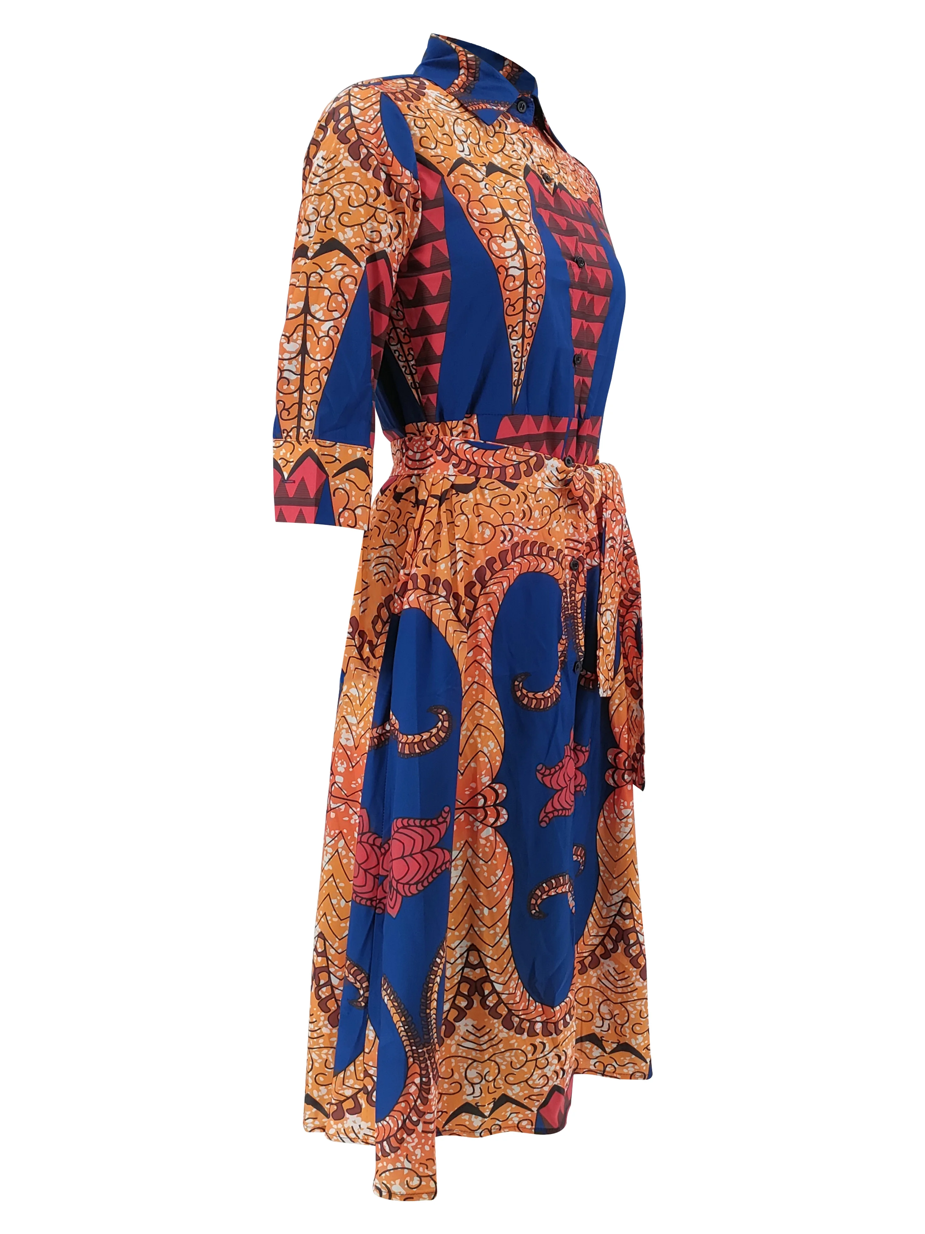 M3050 African Fashion Women's Printed Shirt Dress Small Autum Shirt Loose Mother's Wear