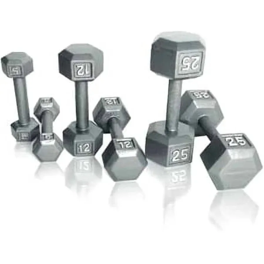 Mancuerna hexagonal de hierro fundido de 20 libras, peso sólido de una pieza para entrenamiento de fuerza en el gimnasio en casa, diseño antivuelco