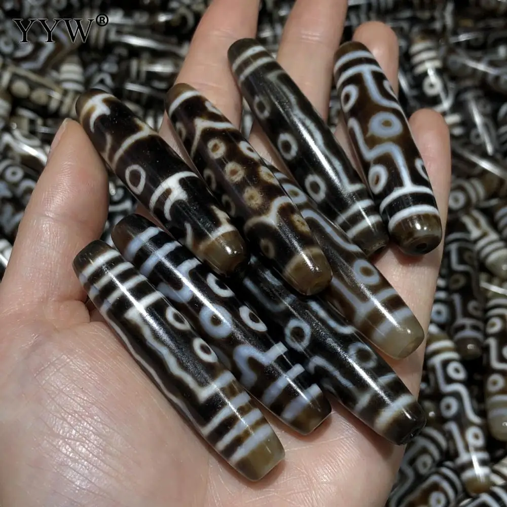 Natural Tibetan Agate Onyx Dzi Beads For Necklace Bracelet Handmade DIY Jewelry Accessories 13x58mm Vintage Stone Bulk Beads