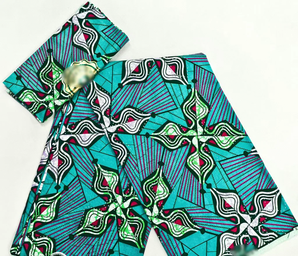 100 قطن فائق النعومة قماش شمع حقيقي أفريقي بالحجارة غانا نيجيريا نمط جودة عالية تألق أنقرة الشمع الباتيك النسيج 6 ياردة #6