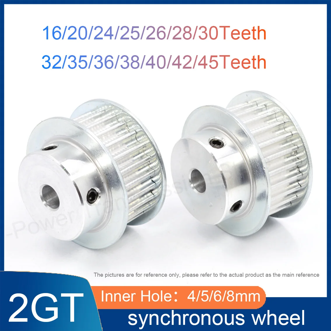 1Pcs 2GT BF type Timing Pulle 16~45T Bore 4mm 5mm 6mm 8mm Slot Width 7mm 11mm 3D CNC Printer Aluminum Alloy Timing Belt Pulley
