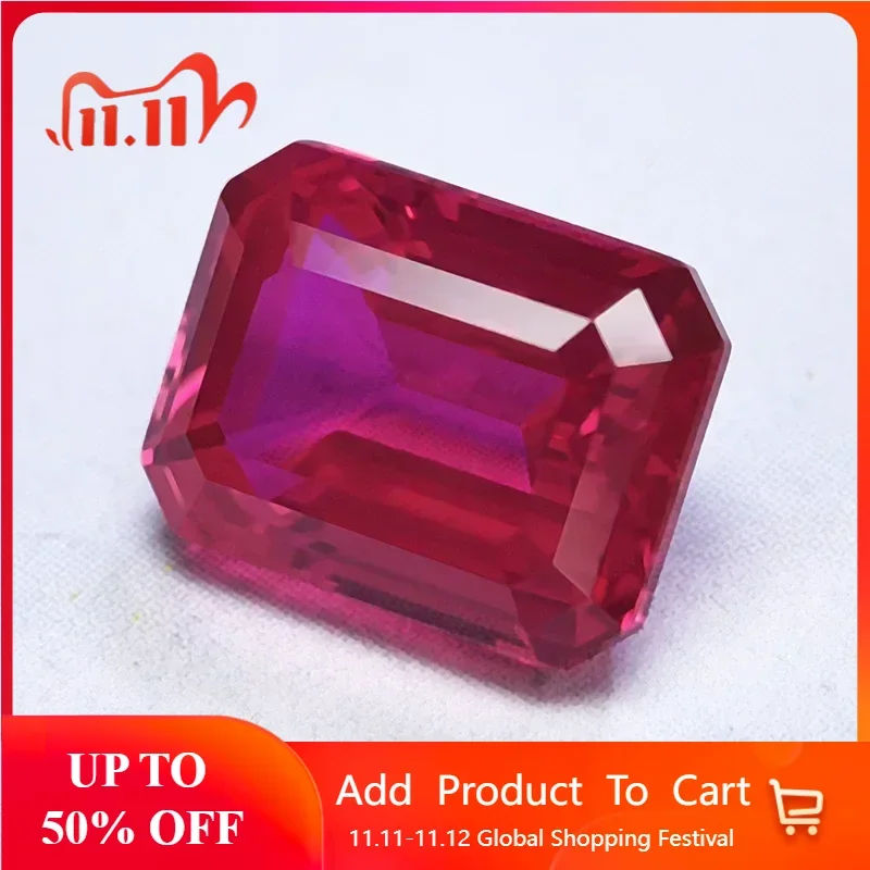 

Лабораторный рубиновый рубиновый цвет изумрудной огранки VVS1, подвески из драгоценных камней, сделай сам, усовершенствованные материалы для изготовления ювелирных изделий, сертификат AGL на выбор