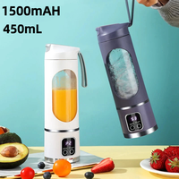 New Portable Electric Digital Display Juicer Cup 450ML Large Capacity 1500mAh High Power Fruits Machine