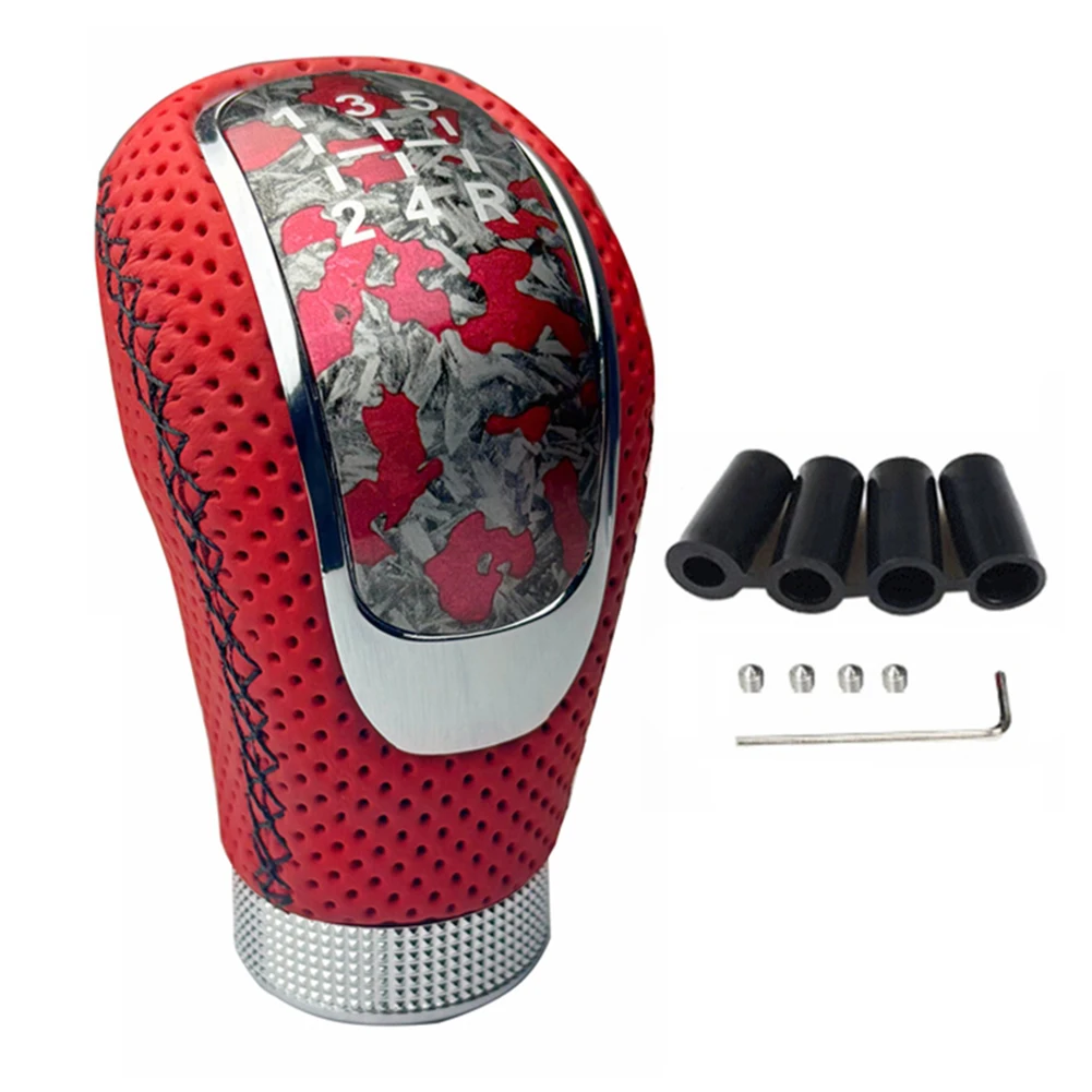 Pomello del cambio del veicolo Pomello della trasmissione manuale realizzato in pelle e lega di alluminio Pomello del cambio per auto facile da installare