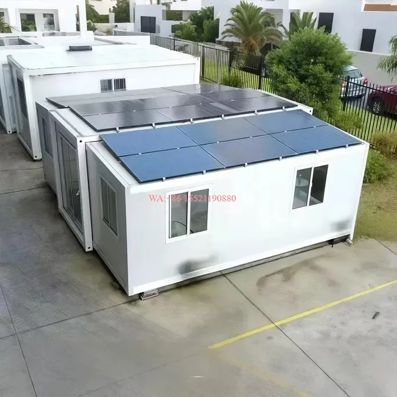 wmwmnu Solar Powered Expandable Container House with Solar Panels System Luxury Prefabricated Modular Homes for Off-grid