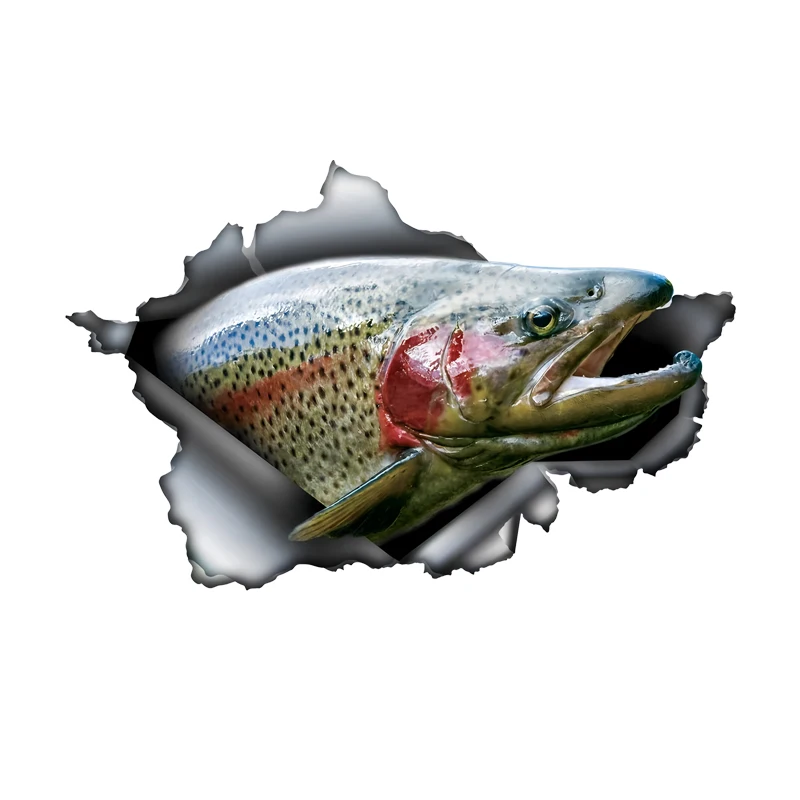 

DK537# Rainbow Trout Car Stickers, Waterproof Pvc Animal Decals With 3D Effect, Block Scratches and Increase Fun Auto Parts