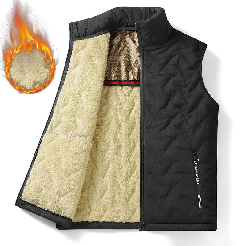 Autumn and winter fashion thickened warm waistcoat men's outdoor casual loose winterproof sleeveless graphene heating vest