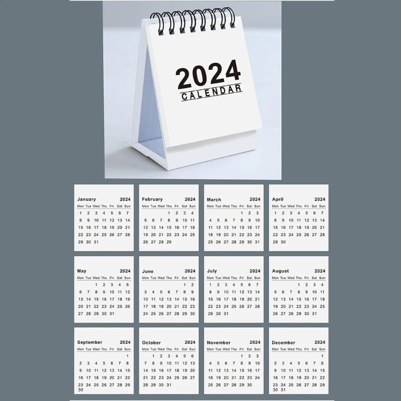 2024 Mini-Tischkalender, multifunktionale Verzierung für Zuhause, Schule und Büro