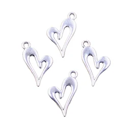 20pcs Charms hollow lovely heart 21x13mm Antique Silver Color Pendants Making DIY Handmade Tibetan Finding Jewelry