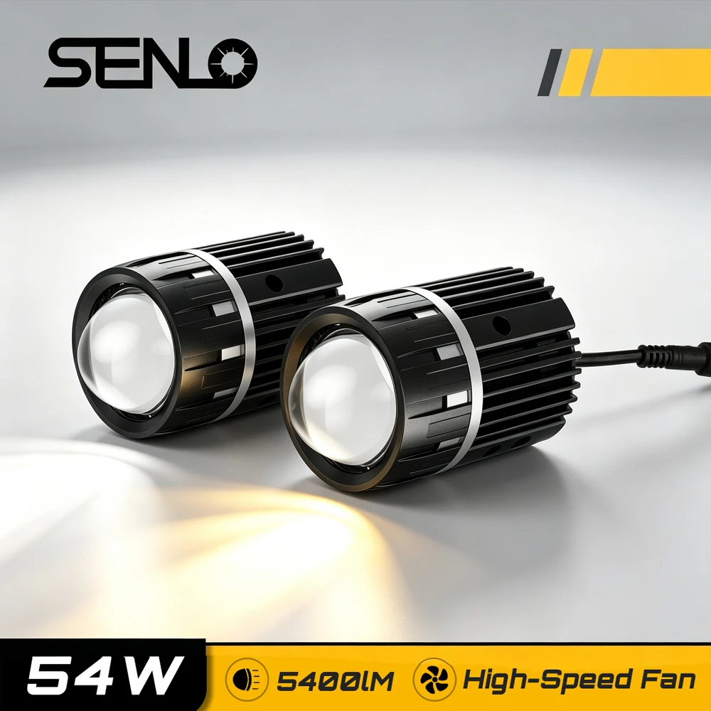 54W/pair Senlo M1 Pro auxiliary Fog light Dual-color lens with High-speed fan spotlight For off-road vehicles, motorcycles