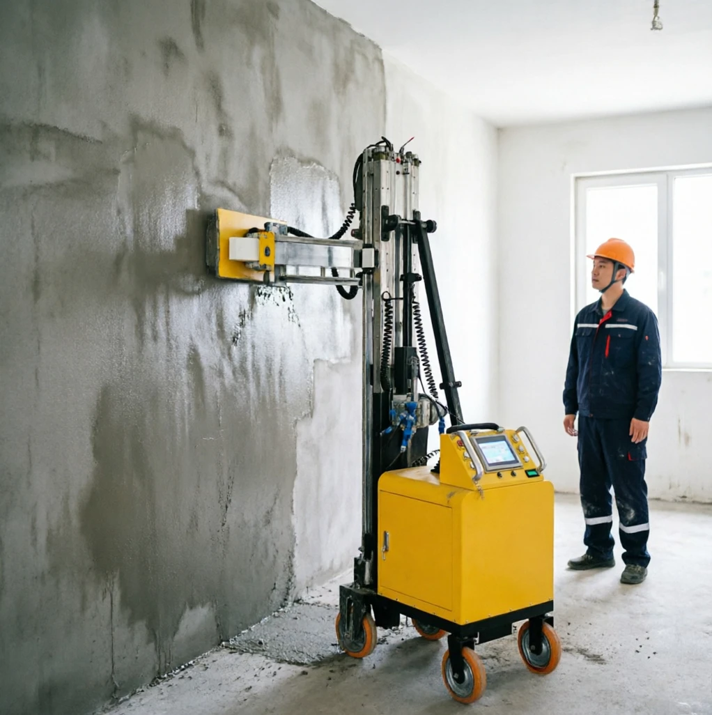 Wall Screeding Machine Vertical Stainless Steel Rail Smooth Finishing Rural House Interior Cement Mortar Plaster Robot
