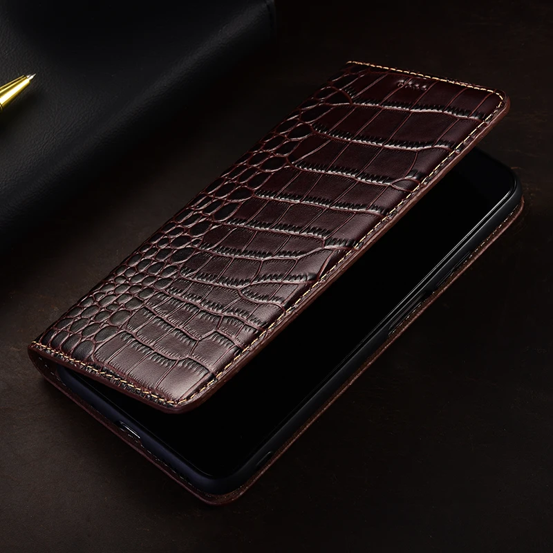 For Samsung A14 A15 A16 A24 A26 A34 A35 A36 A53 A54 A56 A73 4G 5G Crocodile Pattern Of Genuine Leather Flip Phone Case Cowhide