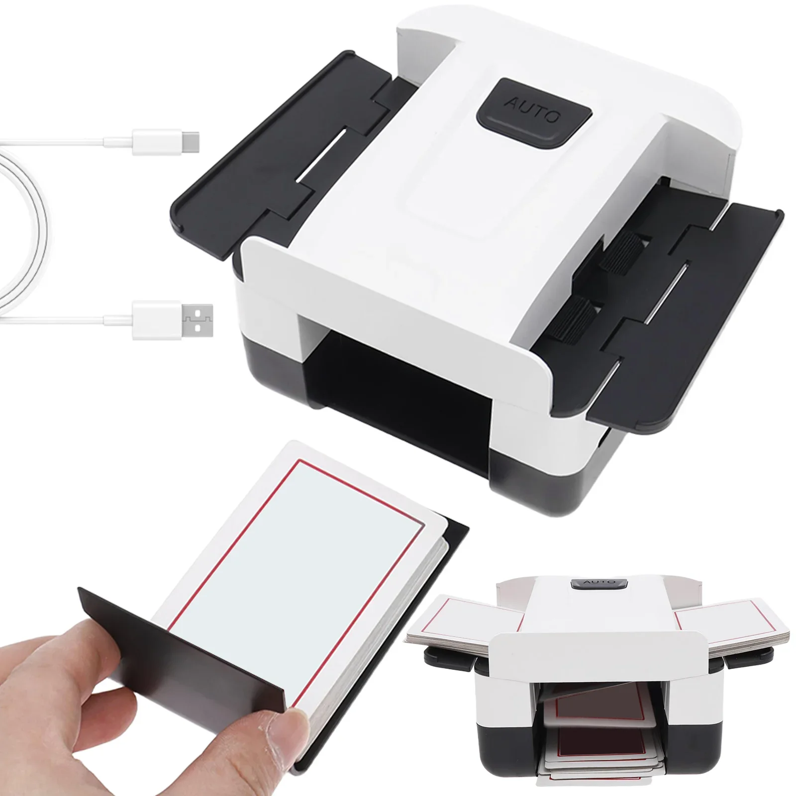 自動カードシャッフラー-usb-c充電式電動カードシャッフラー-1～2デッキ-ワンクリック電動シャッフルマシン-ポーカーカードゲーム用