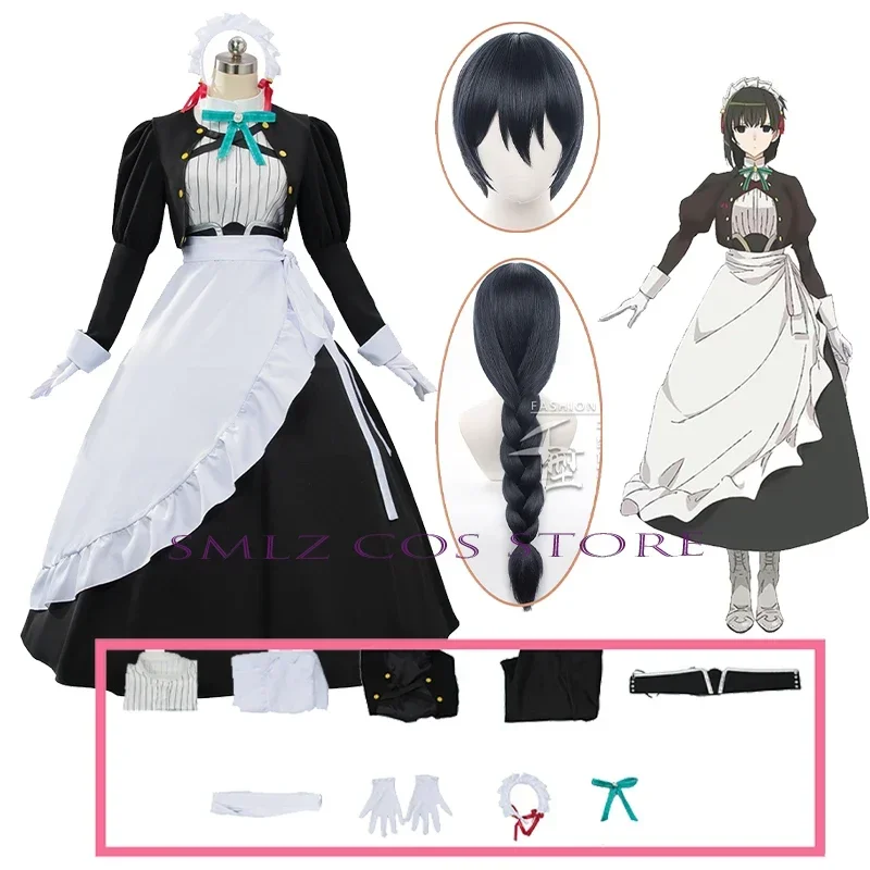 You are Ms Servant Cosplay Anime You are like earth Costume Maid Dress Coat apron Wig Halloween Party Play Uniforms for Woman