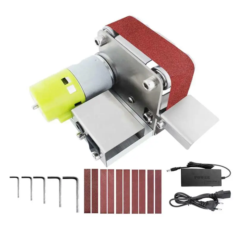 AT29-Belt Sander Electric Sanding Polishing Grinding Machine 220V 7 Variable Speed For Polishing Wood EU Plug