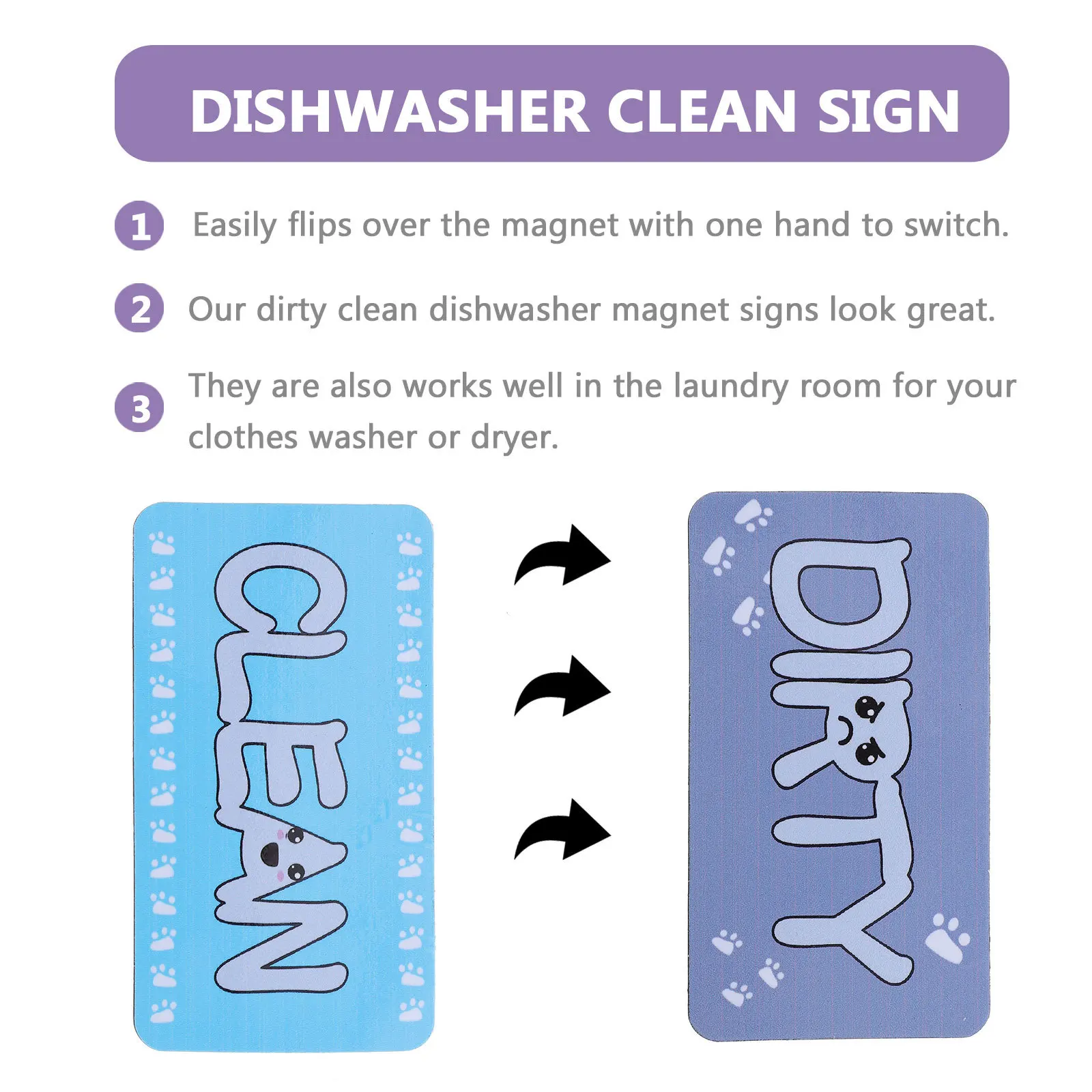 مغناطيس غسالة الصحون، مؤشر قذر نظيف، ملصق علامة مغناطيسي مزدوج الجانب، تذكير للتنظيف لغسيل المطبخ #6