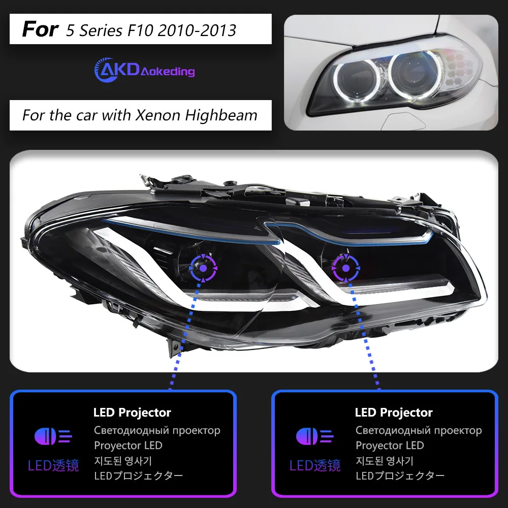1pair original Used for 5 Series F10 Headlight Assembly F18 Led Lens Low Beam Daytime Running Light Spoon Light 12V New Upgrade