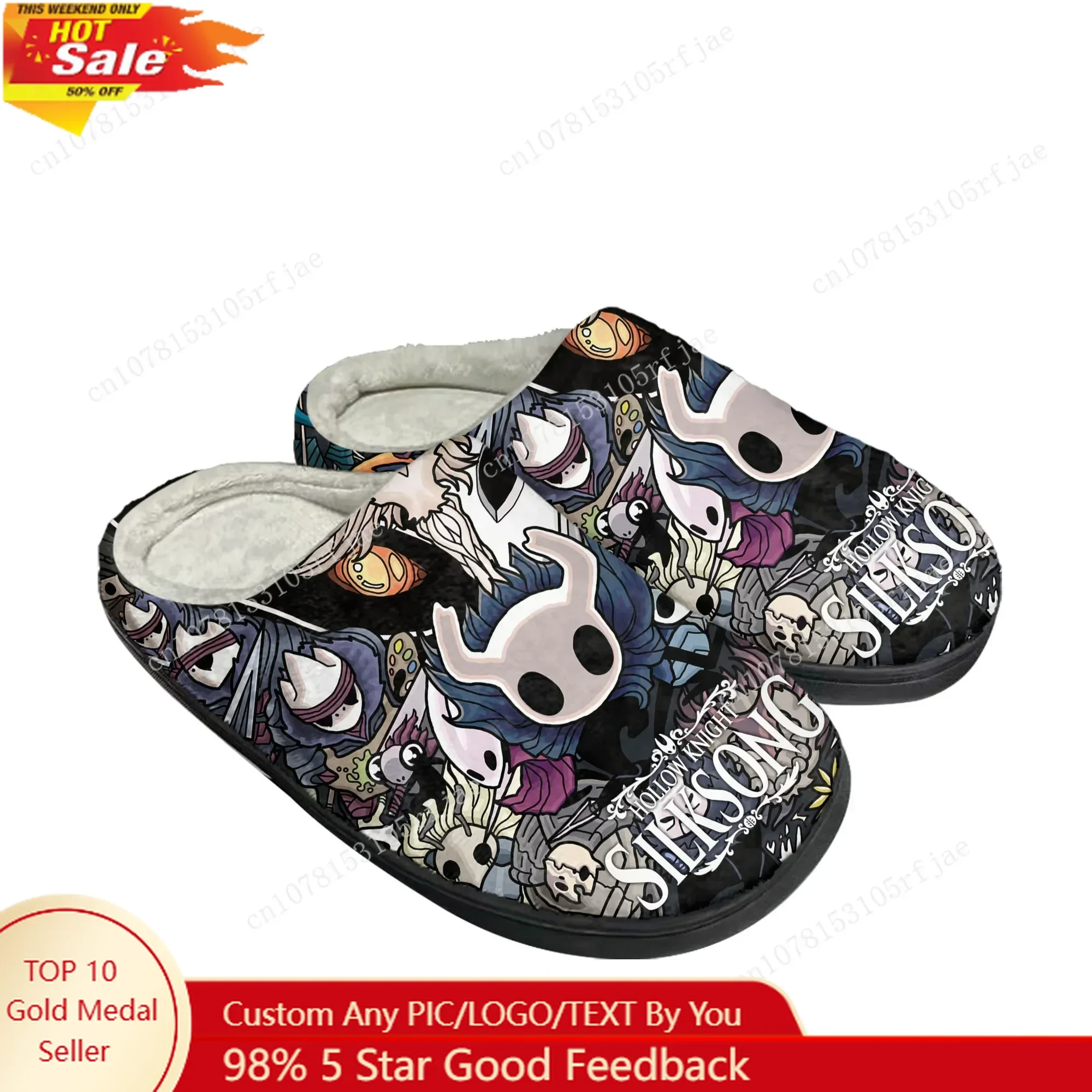 

Домашние хлопковые тапочки с рисунком игры Ghost Hollow Knight, мужские и женские плюшевые повседневные теплые тапочки для спальни, модные тапочки на заказ