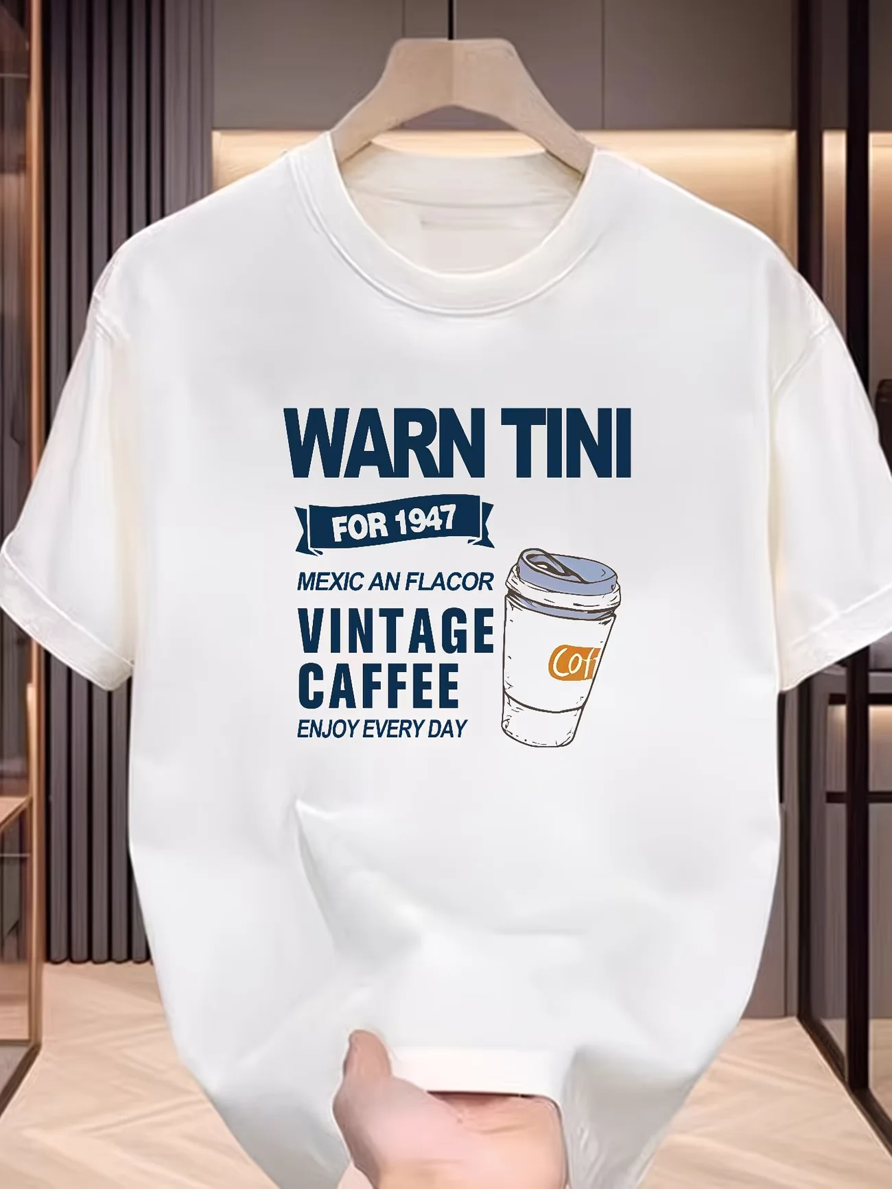 Vintage Coffee Graphic T Shirt Warn Tini 1947 Letter Print Retro Aesthetic Harajuku Streetwear Top Casual Unisex Summer Shirt