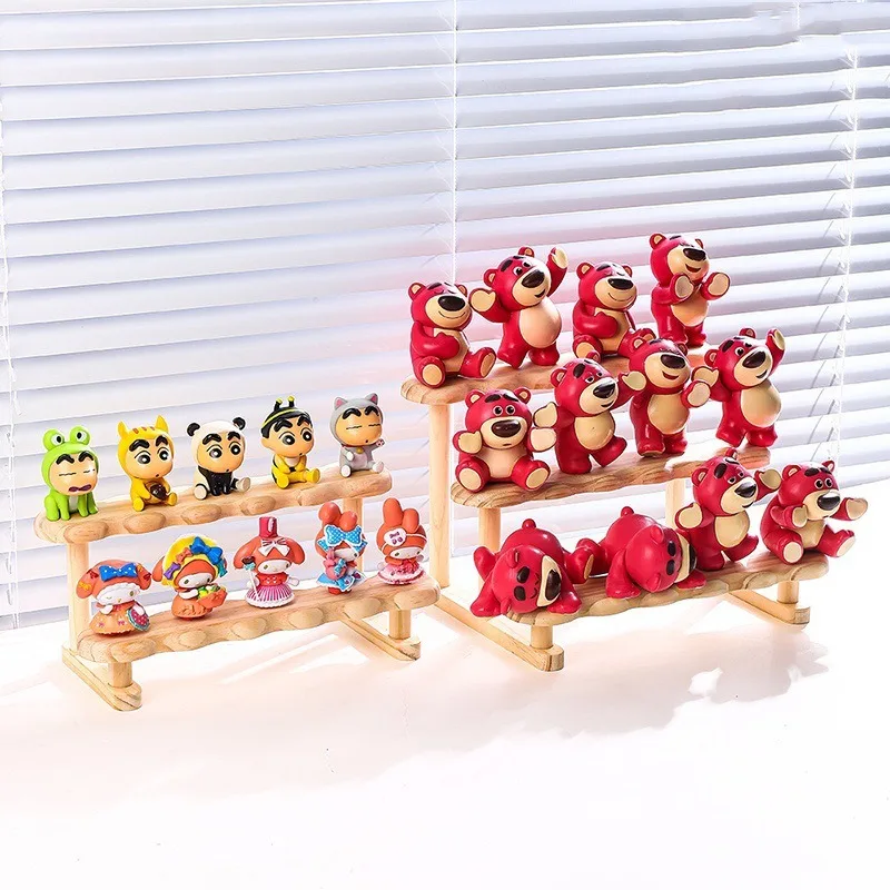 Solid Wood Step Display Stand Multi Tier Shelf for Pop Mart Figures Miniatures Makeup Small Perfume Organizer