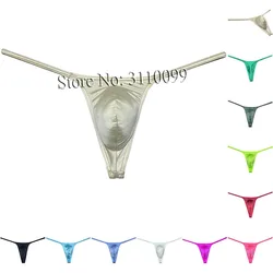 Men's Silk Shiny Bikini Low Rise Thong Touch Feeling Slim Pouch T-Back Underwear