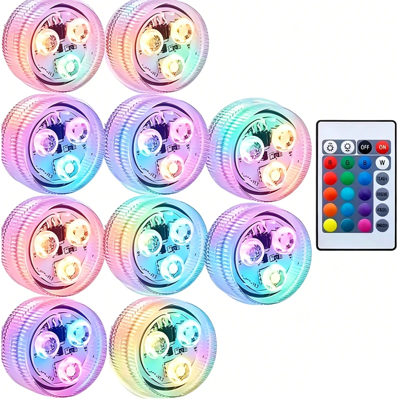 3leds RGB Led Submersible Light Underwater Night Lamp Batter