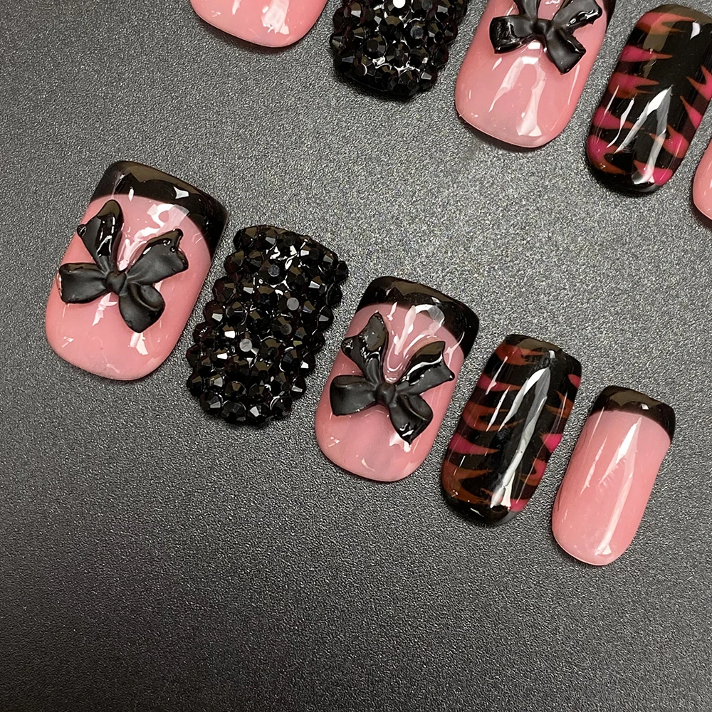 화려한 아크릴 수제 네일 벤더 럭셔리 블링 Y2K 매니큐어 프레스온 아크릴 네일 수제 10PCS 럭셔리 글로시 손톱