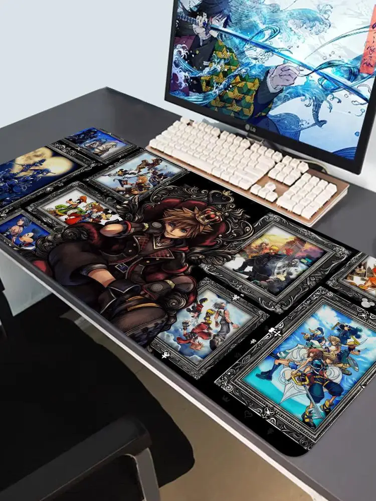Grand tapis de souris de jeu Anime Kingdom Hearts, antidérapant, pour ordinateur portable, ordinateur portable, décoration de bureau, tapis de souris étendu, clavier de bureau