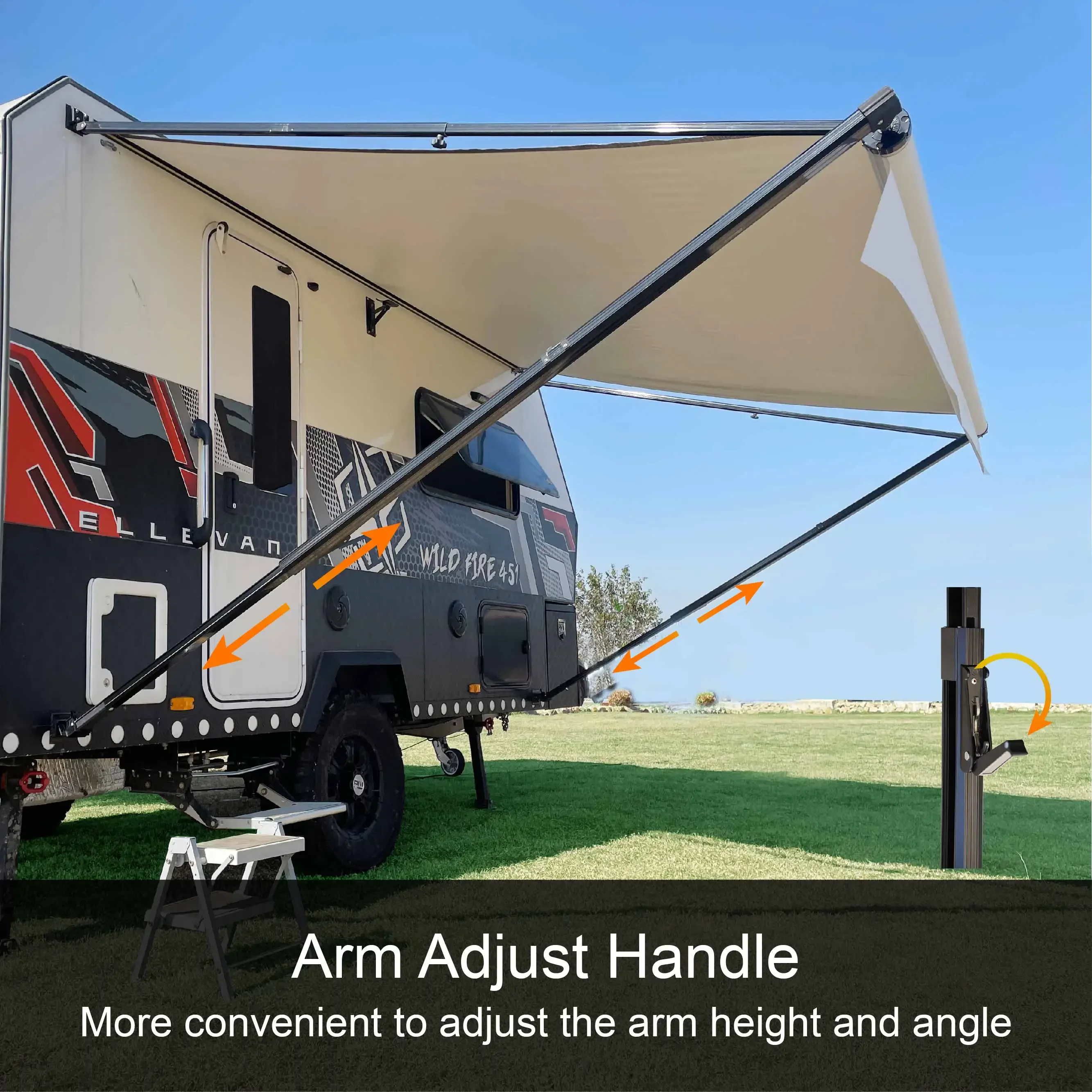 

Awnlux Wholesale Outdoor Sun Shade Manual Control Motorhome RV Trailer Caravan Camper Van Roll Out Awning