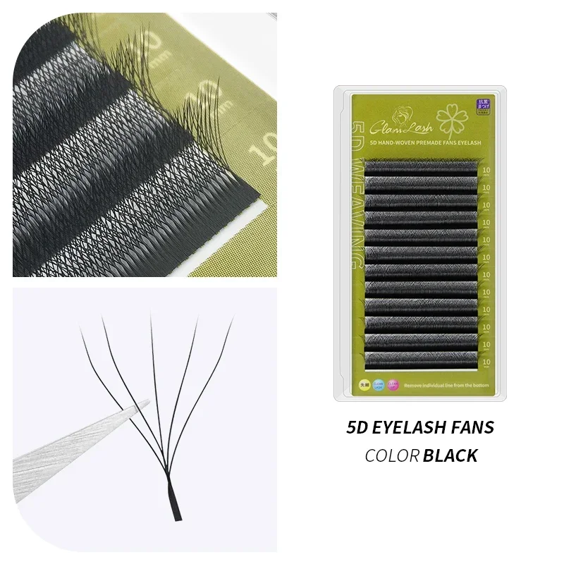 GLAMLASH 4D5D W-förmige Wimpernverlängerung, vorgefertigte Volumenfächer, W-Style-Wimpern, künstlicher Nerz, weich, leicht fächernd, natürliche Wimpern
