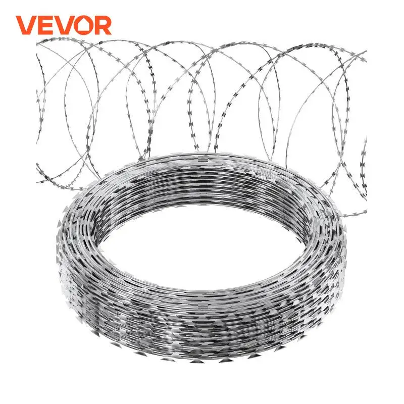 VEVOR Razor Wires  Razor Barbed Wire Razor Wire Fencing Fence Double Spiral Barbed Wire Galvanized Wire Rolls Razor for Garden