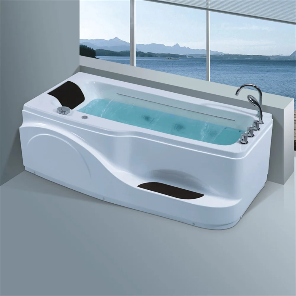 

Waterfall White Acrylic Tub Freestanding Adult Single Pillow Modern Design Bathtub