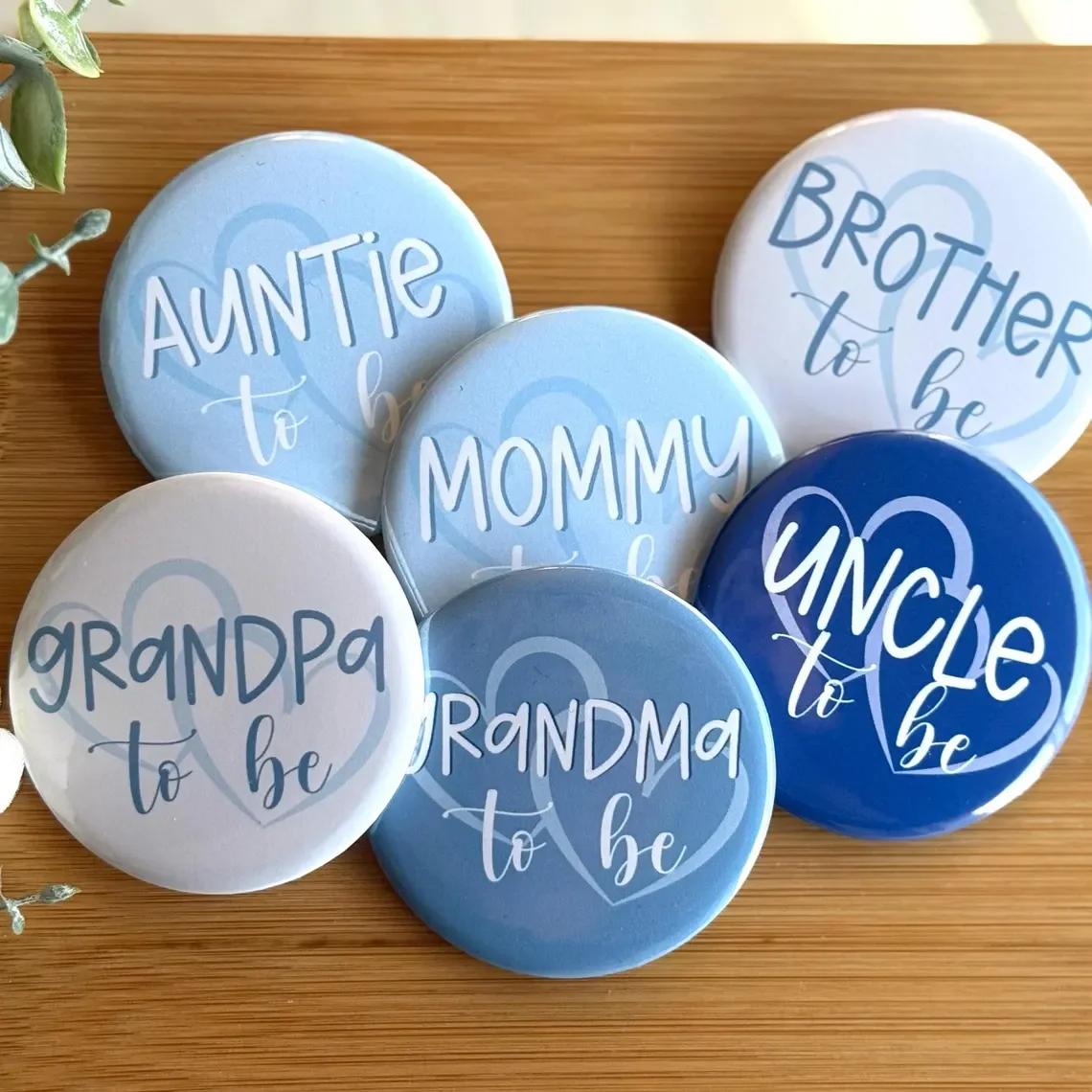 6-حزمة الأم لتكون الأب ليكون الجدة ليكون محايدًا الجنس تكشف لصالح القلب تحت عنوان Pinback زر القلب دبابيس استحمام الطفل