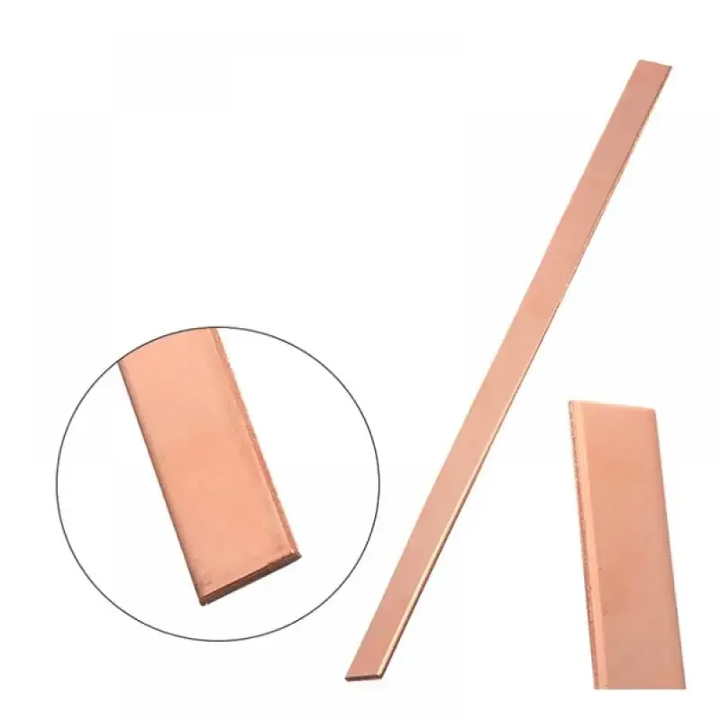 Copper Strip T2 Copper Flat Steel Strip Pure Copper & Electroplating DIY Material Thickness 1/1.5/2/3/4/5/6/8/10mm L=100-500mm