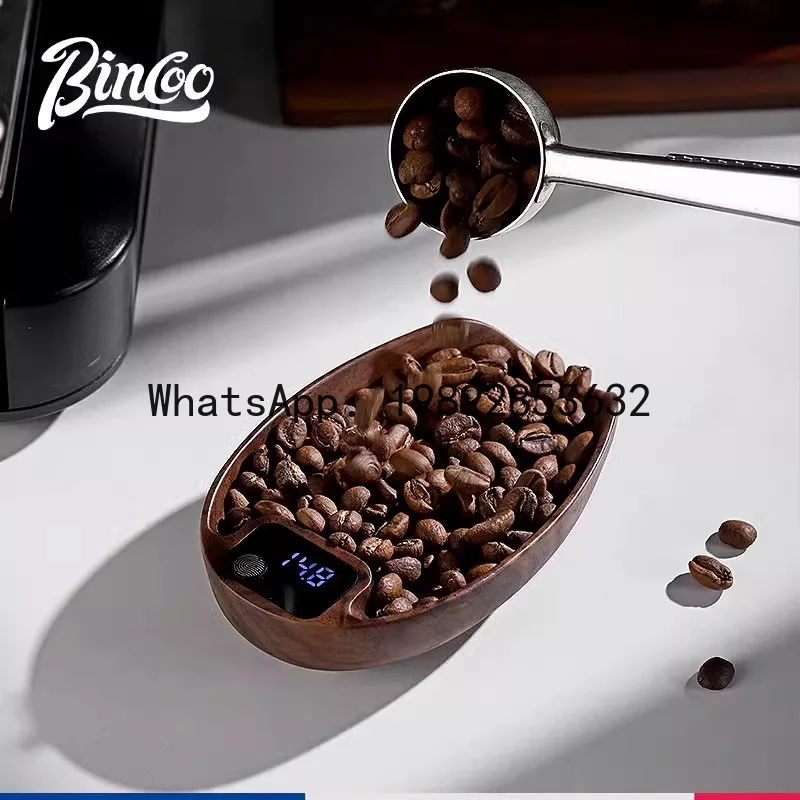 LYY Walnut Wood Coffee Bean Weighing Tray, Hand-brewed Electronic Coffee Bean Scale, Italian Coffee Bean Weighing Display Tray