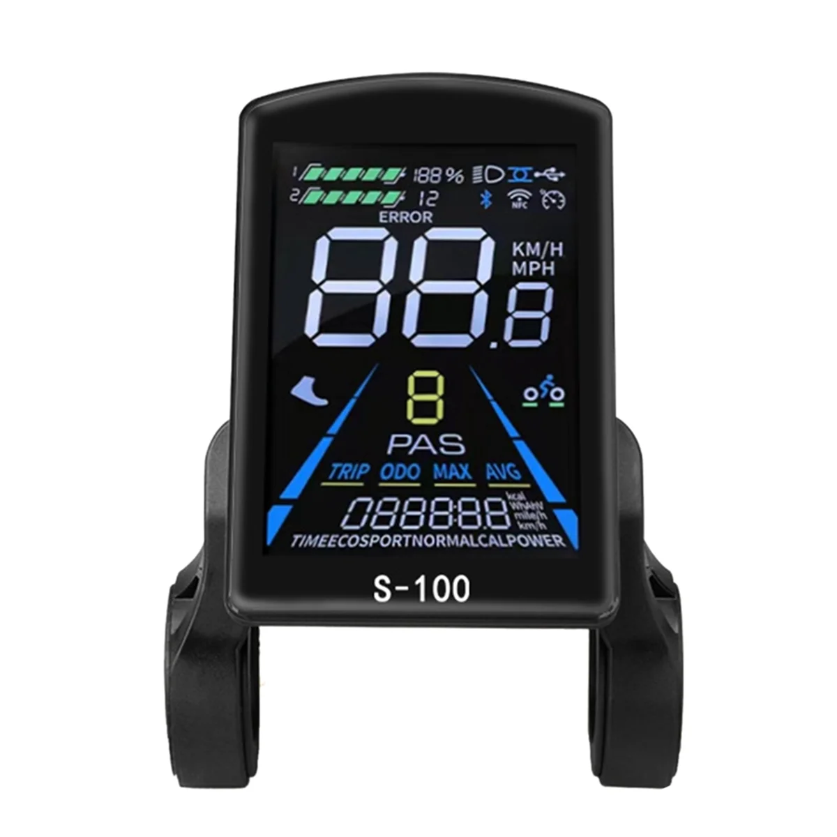 Electric Bicycle Display S-100 LCD Display Control 24V - 72V Speed Meter 5pin Speedometer SM Connector