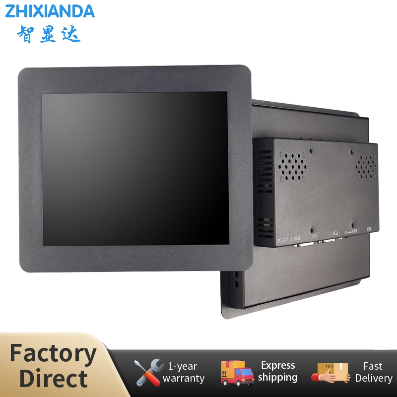 

Zhixianda 9.7 10 Inch Industrial Panel Mount 1024x768 IPS Resistive Capacitive Touch Screen Monitor With VGA HDMI Interface