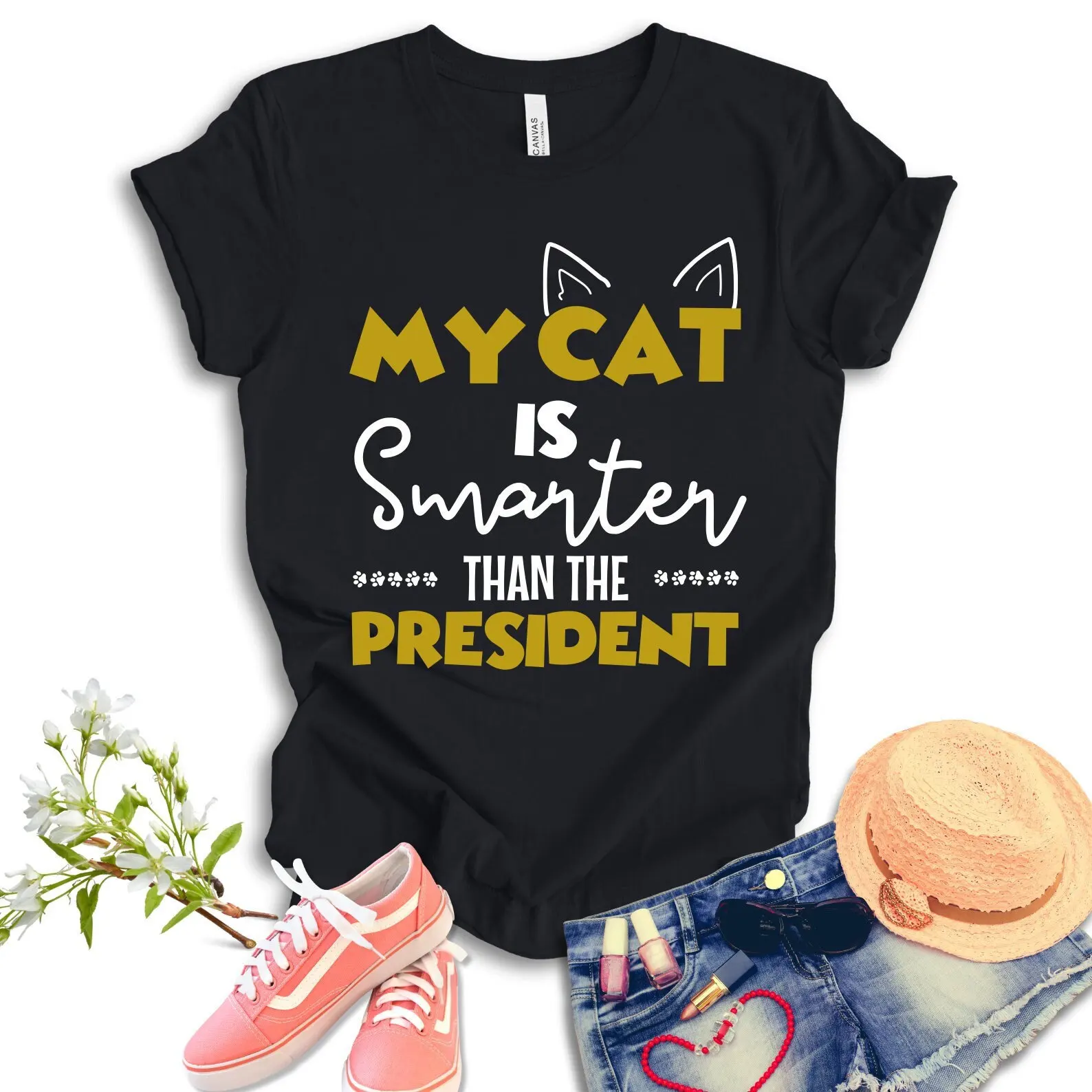 My Cat Is Smarter Than The President Pet Love T Shirt