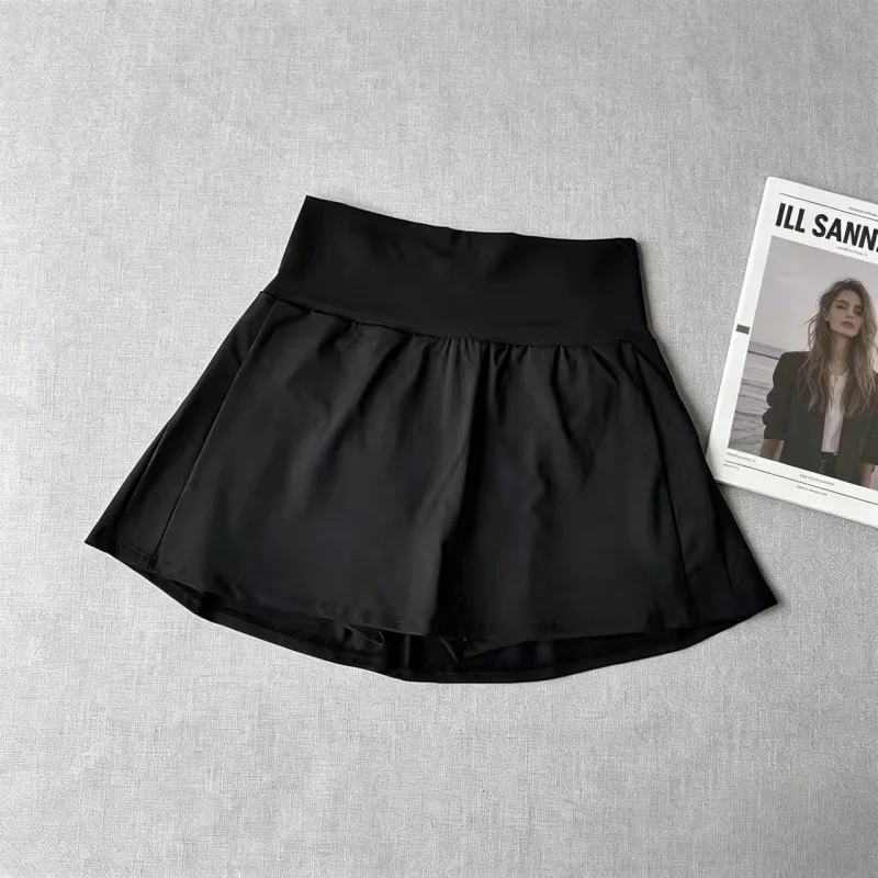 Women Pleated A-Line Tennis Skort High Waist Tummy Control Built-in Shorts Anti Exposure Quick Dry Gym Yoga Workout Skirt