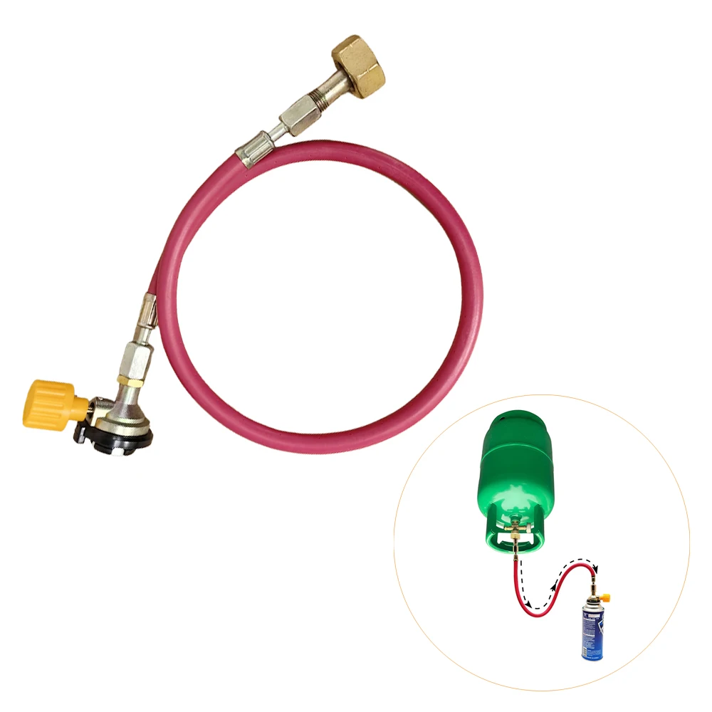 Adaptador de recarga de Gas, válvula de inflado, conector de llenado de tanque de Gas, tubo de recarga de Gas de goma a prueba de fugas para cilindro de Gas de Cassette