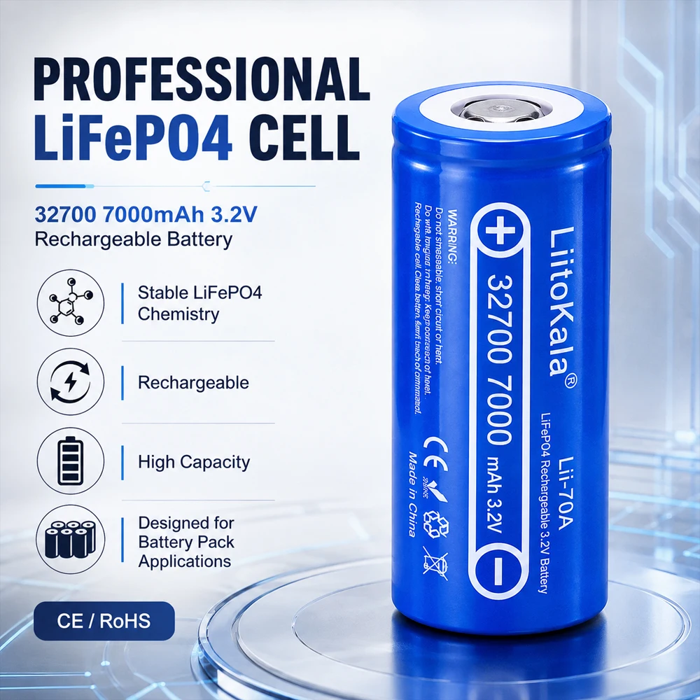 2PCS LiitoKala Lii-70A High Power 3.2 V 32700 7000mAh 6500mAh Battery LiFePO4 35A 55A Continuous Discharge Maximum Battery