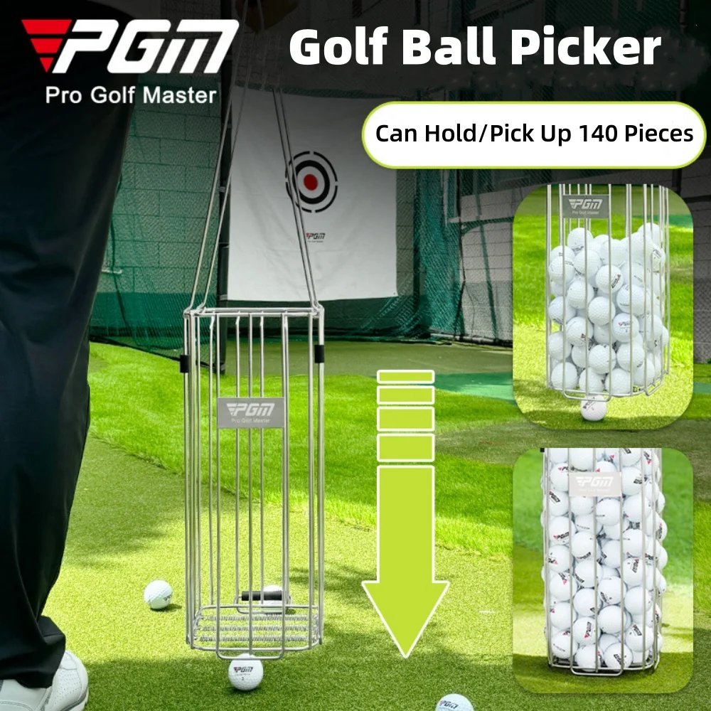 PGM Golf Ball Picker, Ball Picking And Loading 2-In-1 To Hold 140 Balls,Large Capacity Golf Ball Picker Baskets,Golf Supplies