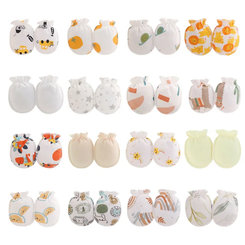 

Unisex New Born Baby Girl Anti-Grabbing Face Protect Gloves Mittens Cotton 0-6M Baby Gloves Print Infant Supplies Accessories