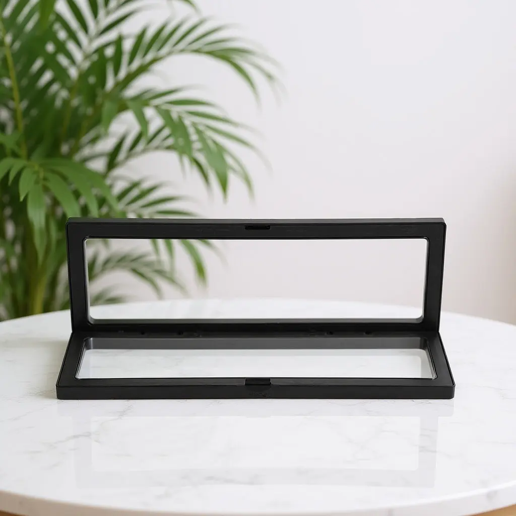 

Jewelry Display Box 3D Floating Frame for Coins Medals Stamps 23x9cm Clear Table Top Exhibition Case Black Jewelry Display Box