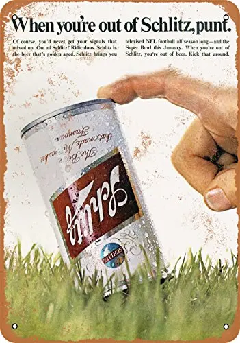 Metal Sign - 1969 Schlitz Beer and Football - Vintage Look